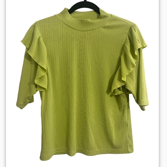 Anthropologie DOLAN Ruffled Mock Neck Blouse - Picture 3 of 8